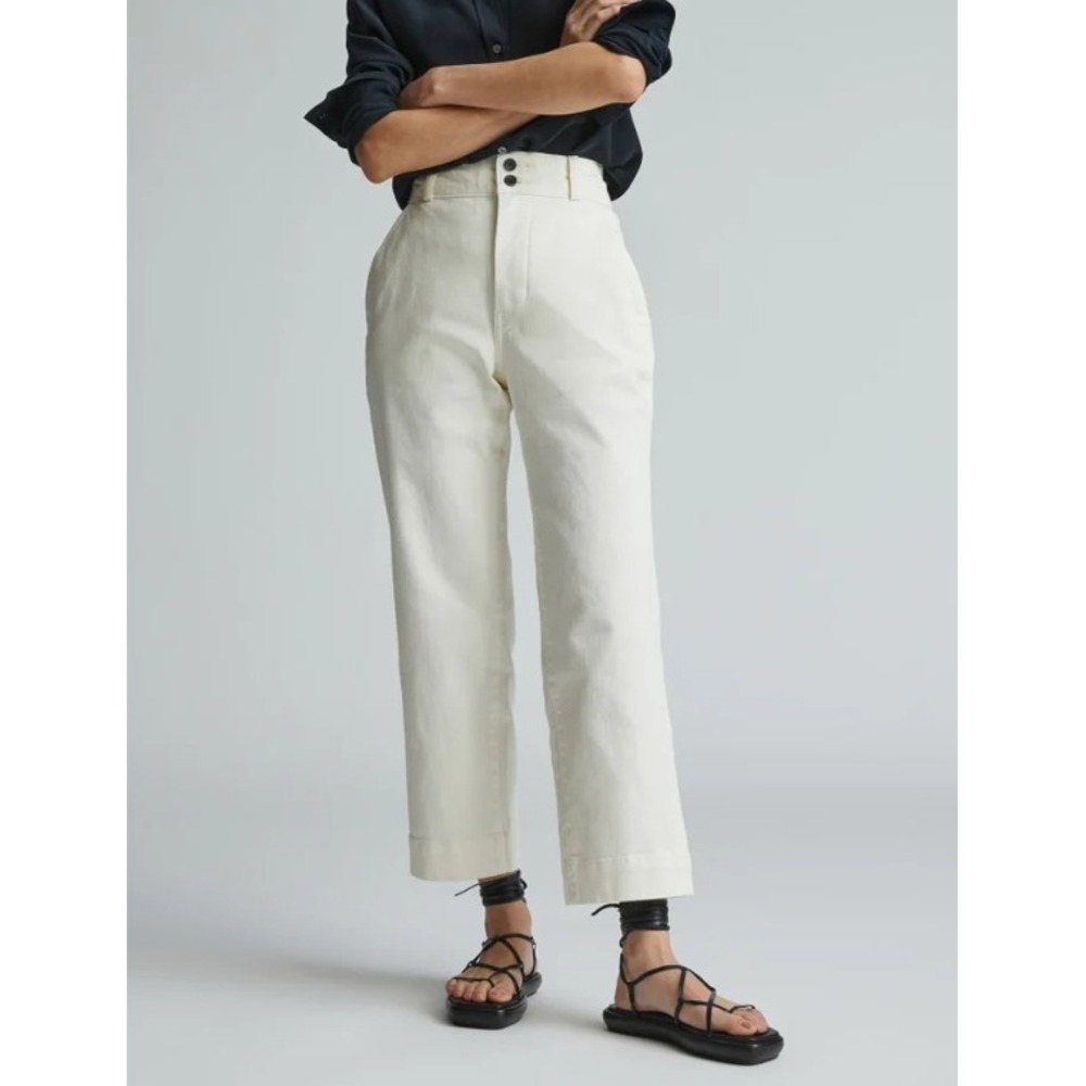 EVERLANE The Organic Straight-Leg Pant Size 14 Bone NEW High Rise Preppy Casual